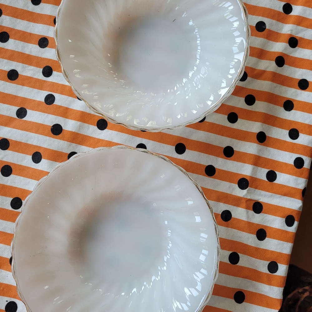 Fire King bowls with gold trim set of 2